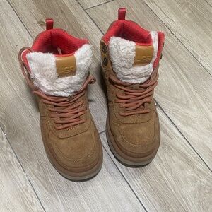 UGG Tan and Red High-Top Boots